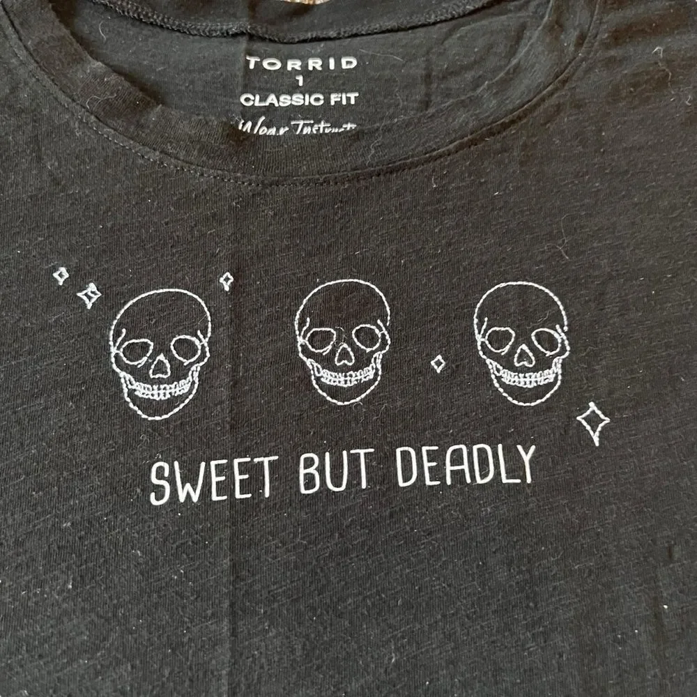 Torrid Black Sweet But Deadly Classic Fit Tee 1 - Picture 2 of 5